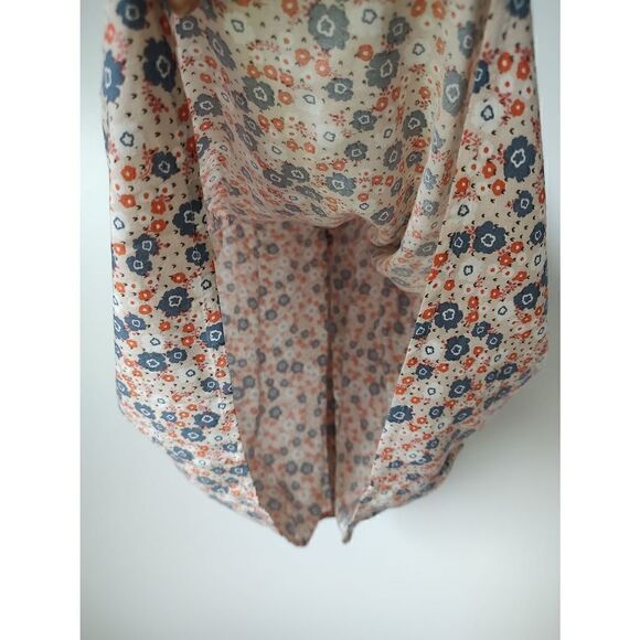 Forever 21 Women's Size Medium Peach Blue Floral Shor Sleeve Mini Dress - Picture 5 of 9